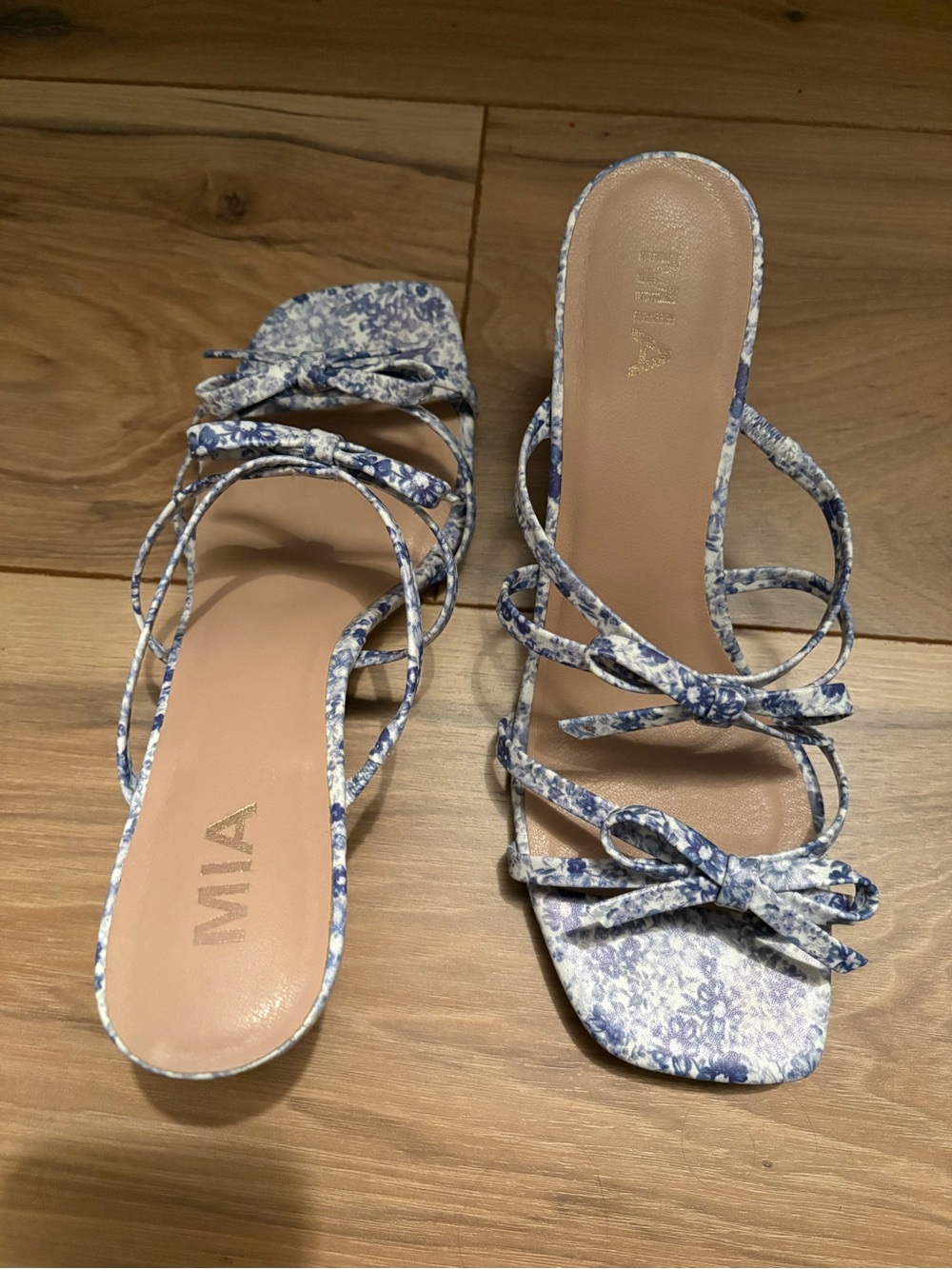 MIA Blue Floral Strappy Bow Heels